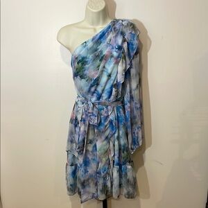 Alex Marie Blue One-Shoulder Ruched Sundress